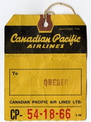Image: baggage destination tag: Canadian Pacific Air Lines