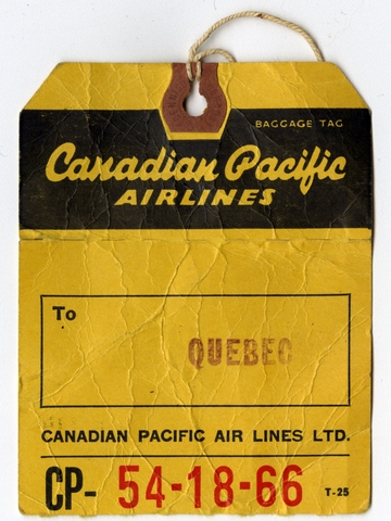 Baggage destination tag: Canadian Pacific Airlines
