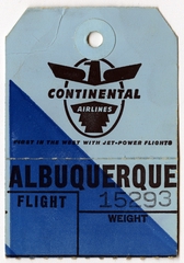 Image: baggage destination tag: Continental Airlines