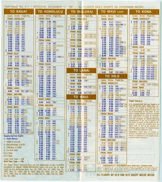 Image: timetable: Hawaiian Airlines