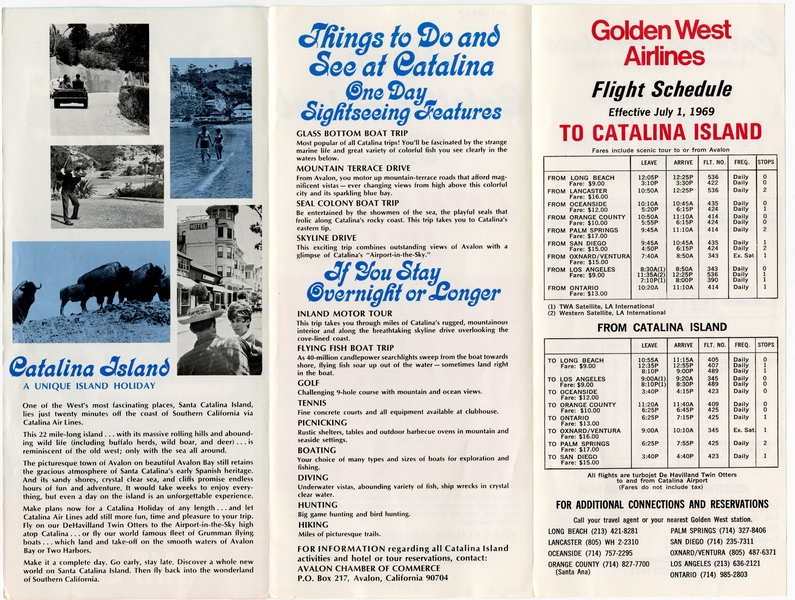 Image: timetable: Catalina Air Lines