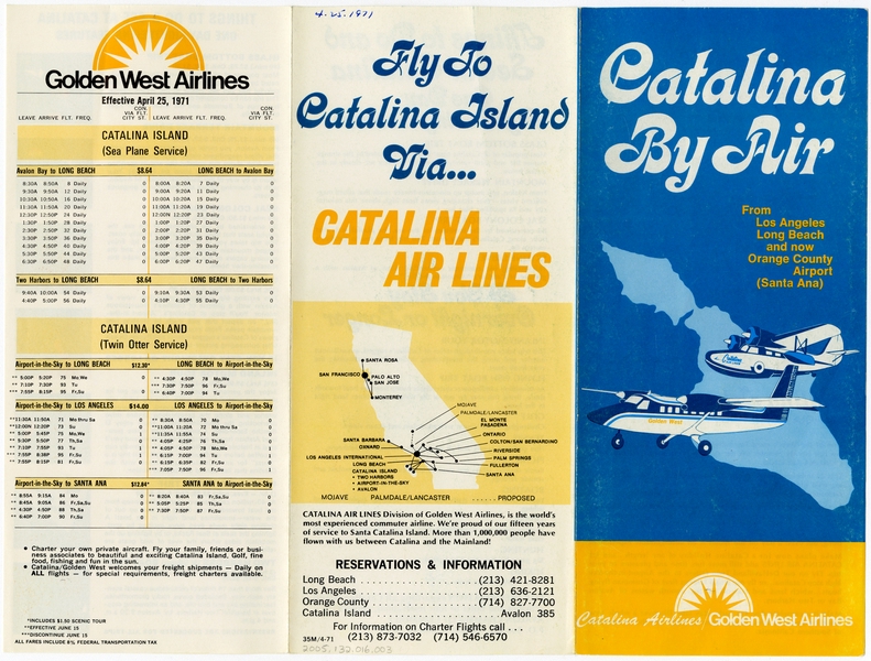 Image: timetable: Catalina Air Lines, Golden West Airlines