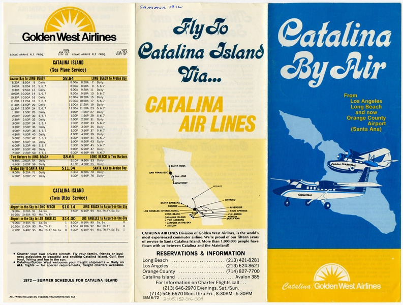 Image: timetable: Catalina Air Lines, Golden West Airlines