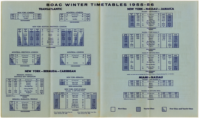 Image: timetable: BOAC (British Overseas Airways Corporation), winter schedule