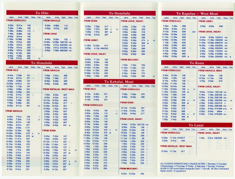 Image: timetable: Hawaiian Airlines