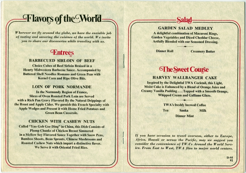 Image: menu: TWA (Trans World Airlines), Ambassador (Business) Class