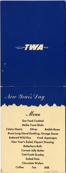 Image: menu: TWA (Trans World Airlines)