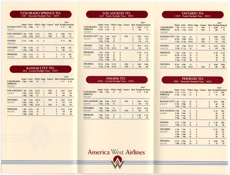 Image: timetable: America West Airlines