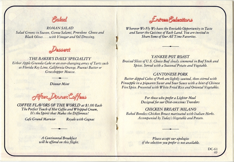 Image: menu: TWA (Trans World Airlines)