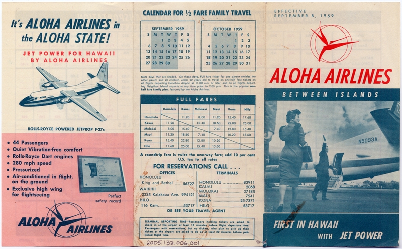 Image: timetable: Aloha Airlines