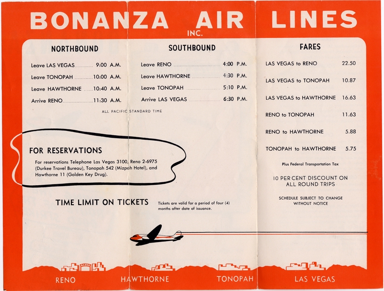 Image: timetable: Bonanza Air Lines