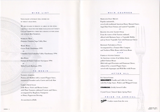 Image: menu: United Airlines, First Class