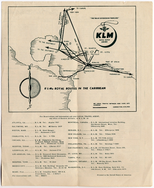 Image: timetable: KLM (Royal Dutch Airlines), North American Edition