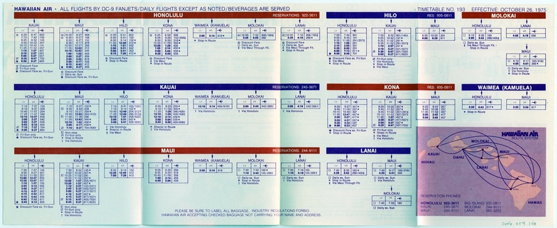 Image: timetable: Hawaiian Airlines
