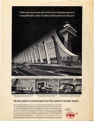 Advertisement: TWA (Trans World Airlines), Dulles International Airport