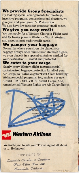 Image: brochure: Western Airlines, general service