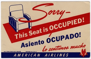 Image: seat occupied card: American Airlines