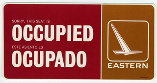Image: seat occupied card: Eastern Air Lines
