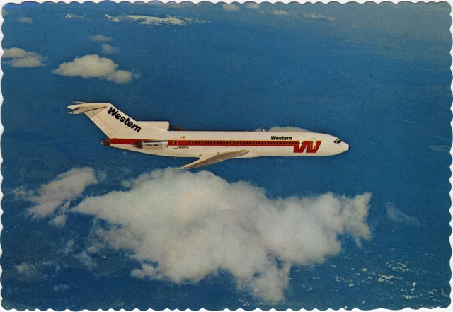 Postcard: Western Airlines, Boeing 727
