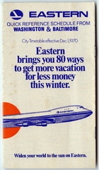 Image: timetable: Eastern Air Lines, quick reference, Washington, D.C. / Baltimore