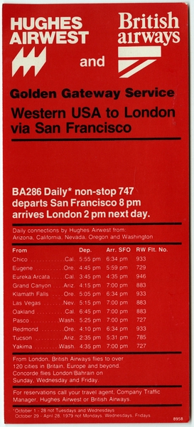 Image: timetable: British Airways and Hughes Airwest