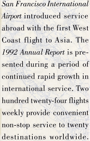 Annual report: San Francisco International Airport (SFO), 1992 [1 issue: 1992]