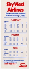 Image: timetable: SkyWest Airlines, quick reference