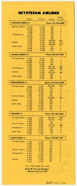 Image: timetable: Skystream Airlines