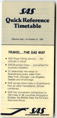 Image: timetable: Scandinavian Airlines System (SAS), quick reference