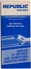 Image: timetable: Republic Airlines, quick reference, San Francisco / Oakland / San Jose