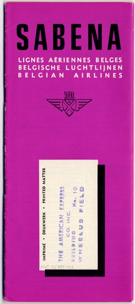 Image: timetable: Sabena Belgian World Airlines