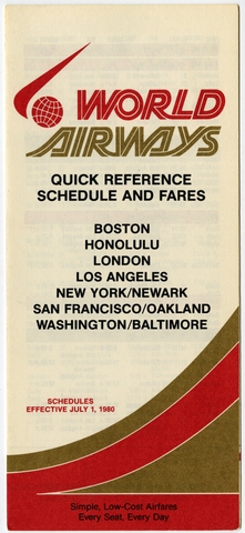 Timetable: World Airways, quick reference schedule and fares