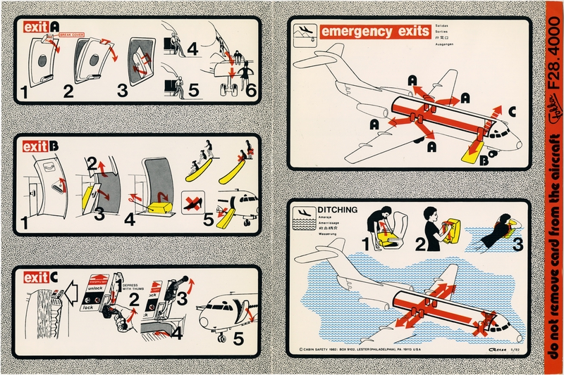 Image: safety information card: Altair Airlines, Fokker F.28-4000 Fellowship