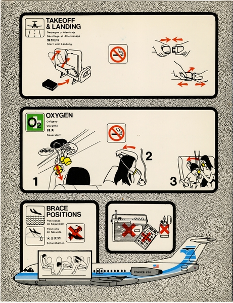 Image: safety information card: Altair Airlines, Fokker F.28-4000 Fellowship