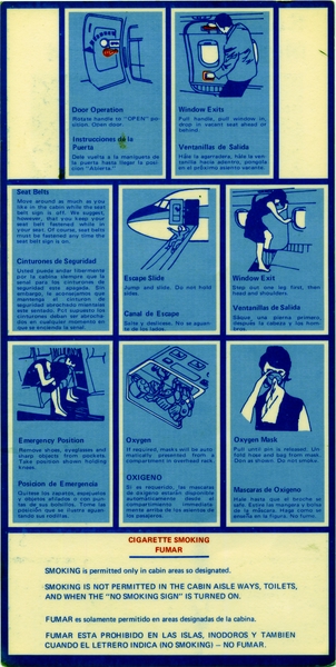 Image: safety information card: Cayman Airways, BAC One-Eleven