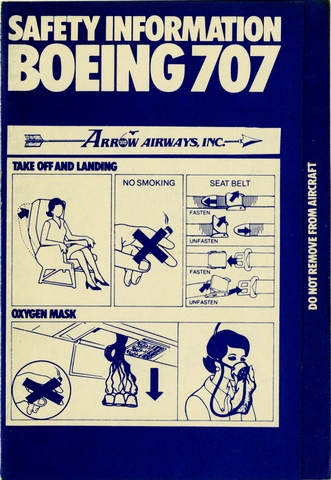 Safety information card: Arrow Airways, Boeing 707