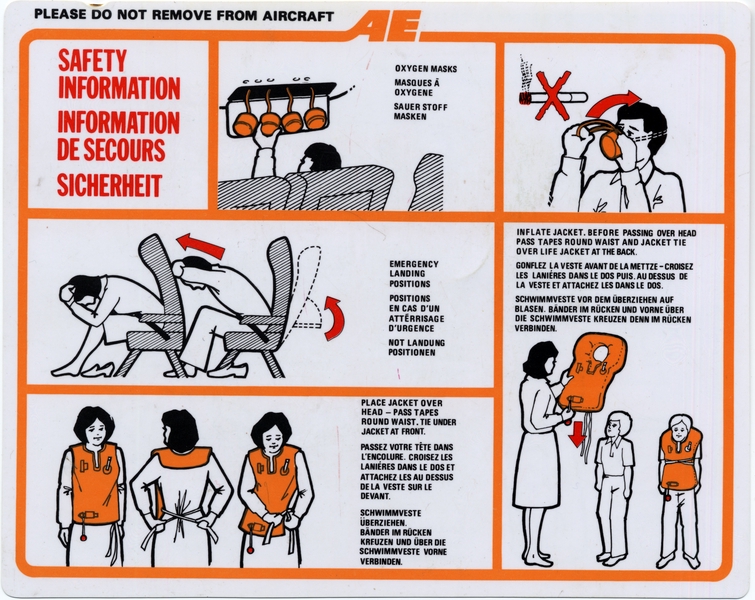 Image: safety information card: Air Europe