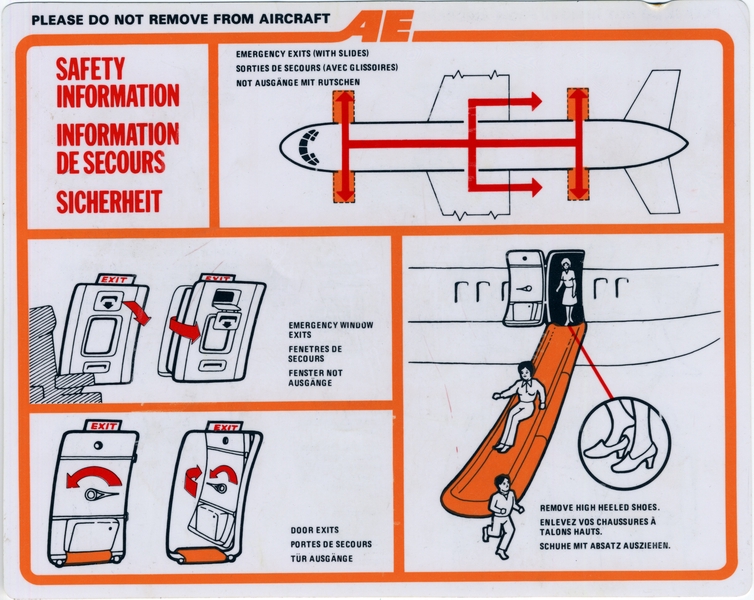 Image: safety information card: Air Europe