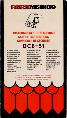 Safety information card: AeroMexico, Douglas DC-8-51