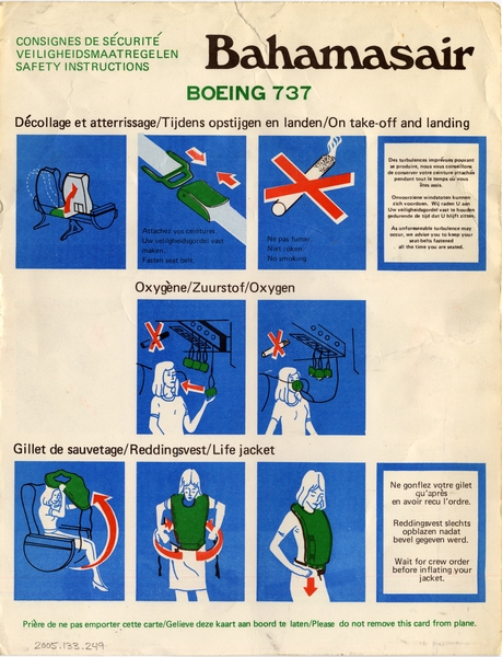 Image: safety information card: Bahamasair, Boeing 737