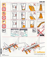 Image: safety information card: Lufthansa German Airlines, Airbus A380-800