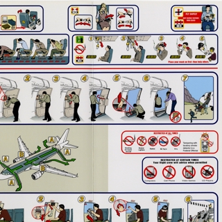 Image #3: safety information card: Frontier Airlines, Airbus A318 and A319