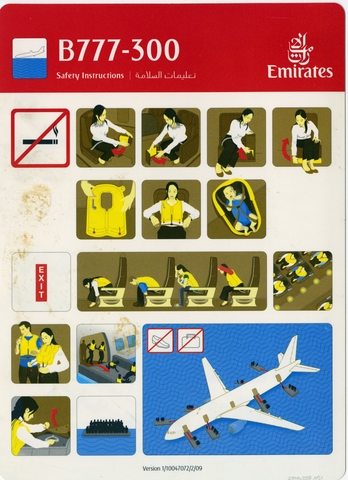 Safety information card: Emirates, Boeing 777-300