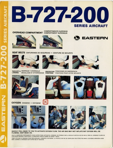 Safety information card: Eastern Air Lines, Boeing 727-200