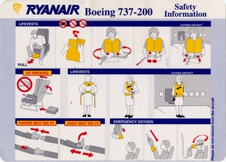 Image: safety information card: Ryanair, Boeing 737-200