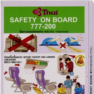 Image #1: safety information card: Thai Airways International, Boeing 777-200
