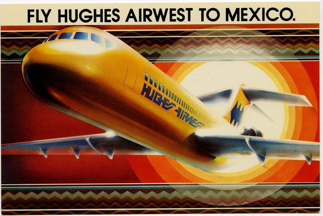 Postcard: Hughes Airwest, McDonnell Douglas MD-80