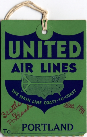 Baggage destination tag: United Air Lines