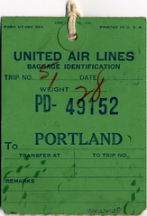 Image: baggage destination tag: United Air Lines