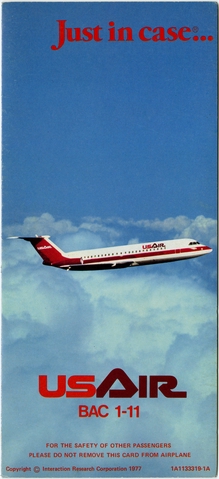 Safety information card: USAir, BAC One-Eleven